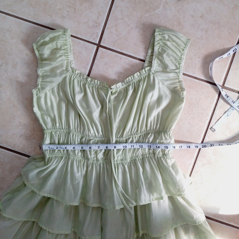 Anthropologie Current Air Ruffled Tiered Midi Dress Mint L - Picture 13 of 16
